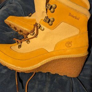 Timberland wedge boots in the colour camel